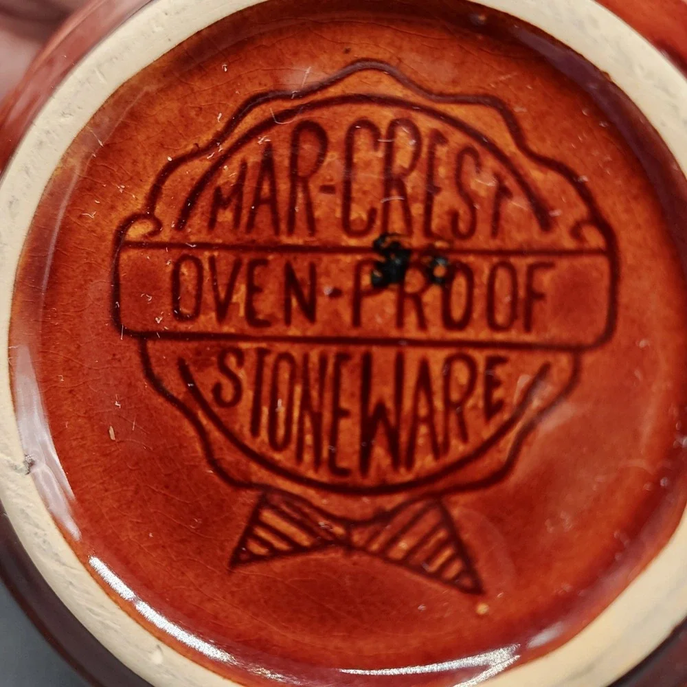 Mar-Crest Brown Stoneware Ribbed Bowl Vintage MCM Kitchen Farmhouse Rustic Decor